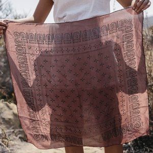 OZMA 1930's Bandana Silk Adobe Red Earthenware